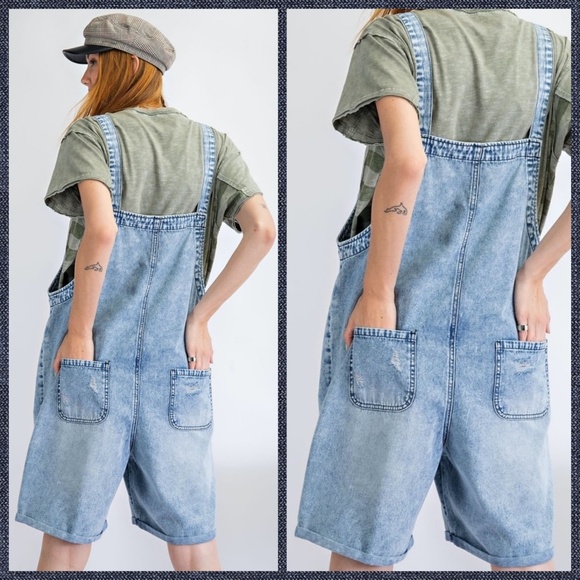 easel Jeans Easel Moment To Remember Denim Short Overalls Poshmark